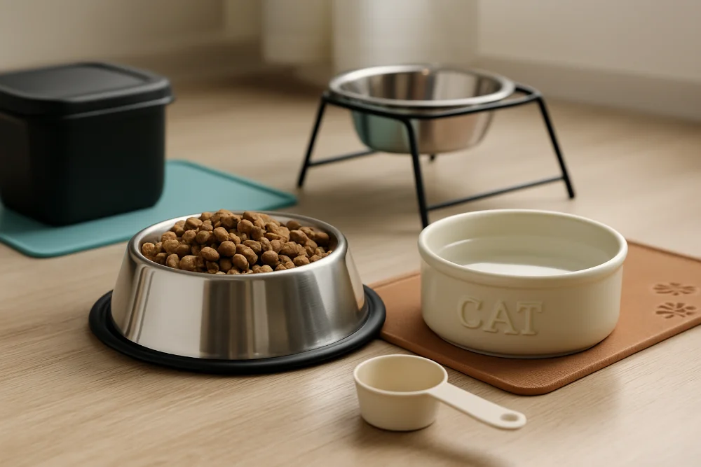 Посуд для тварин – металеві та керамічні миски, контейнери й килимки