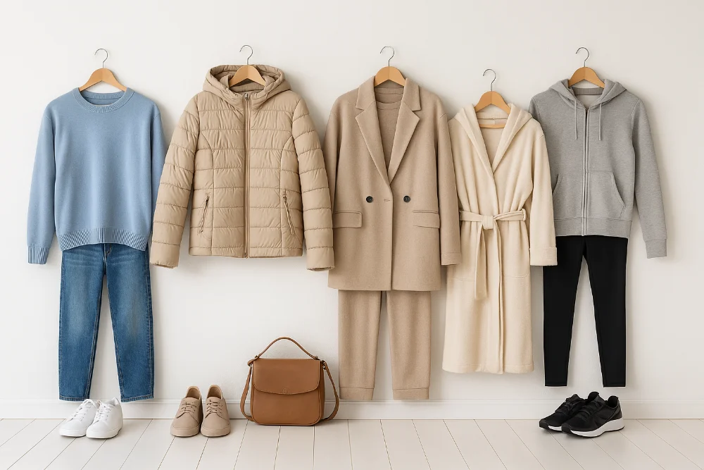 Чотири комплекти одягу: повсякденний, верхній, спортивний та домашній