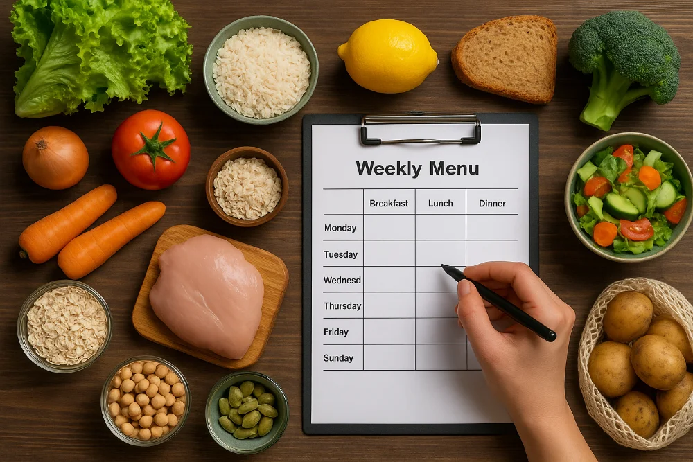 План тижневого меню з овочами, крупами, куркою та іншими інгредієнтами