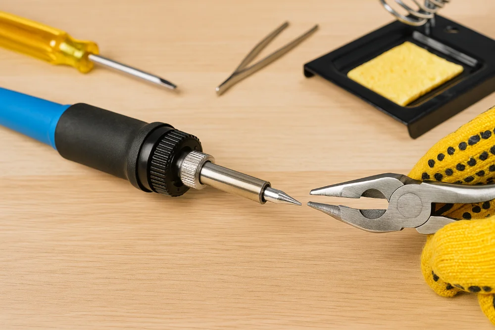 Процес заміни жала у паяльнику з використанням інструментів