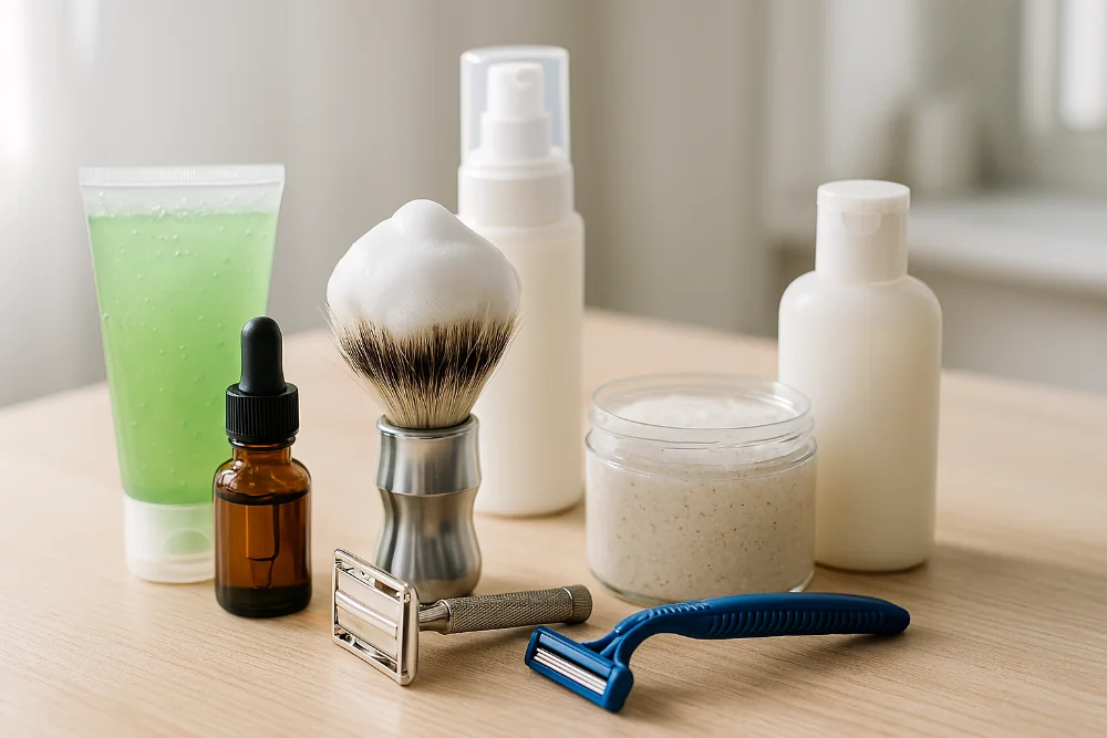 Бритви, піна, скраб, олії та креми для догляду за шкірою після гоління