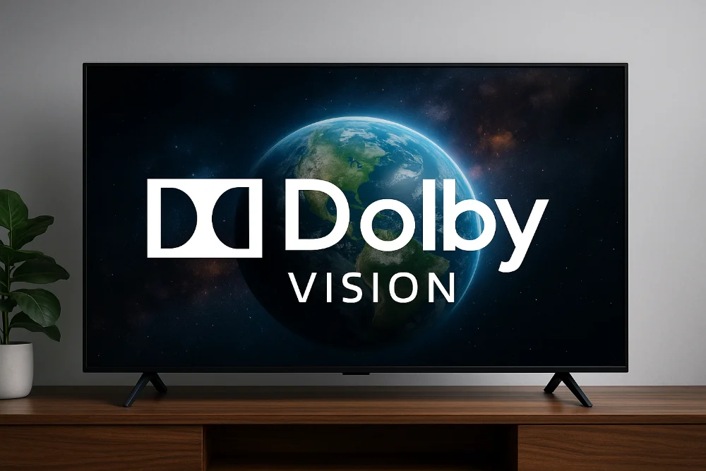 Широкоформатний телевізор з Dolby Vision, який демонструє яскраве реалістичне HDR-зображення