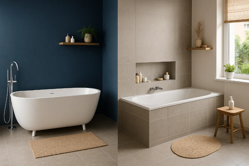 Порівняння окремостоячої та вбудованої ванни в інтер’єрі сучасної ванної кімнати