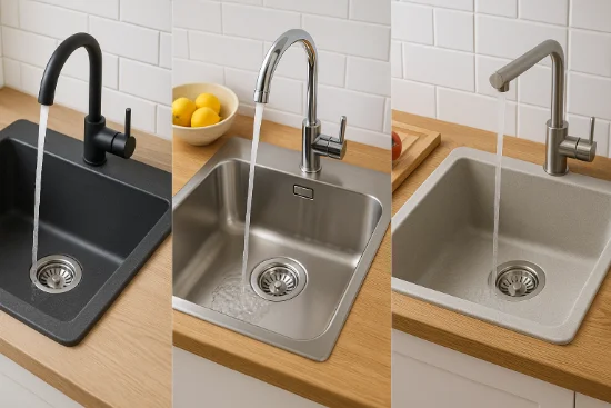 Який матеріал кухонної мийки кращий: граніт, нержавійка, композит