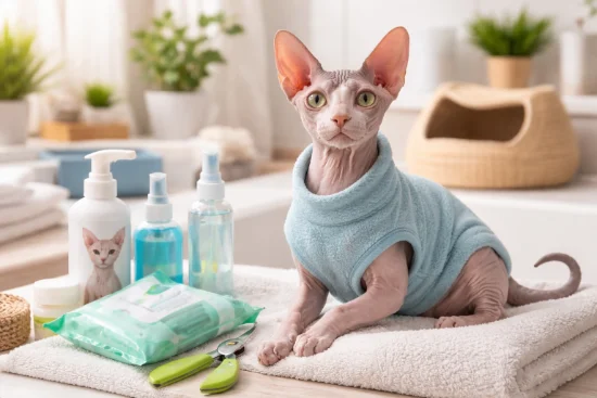Гігієна безшерстих котів: специфіка догляду за сфінксами