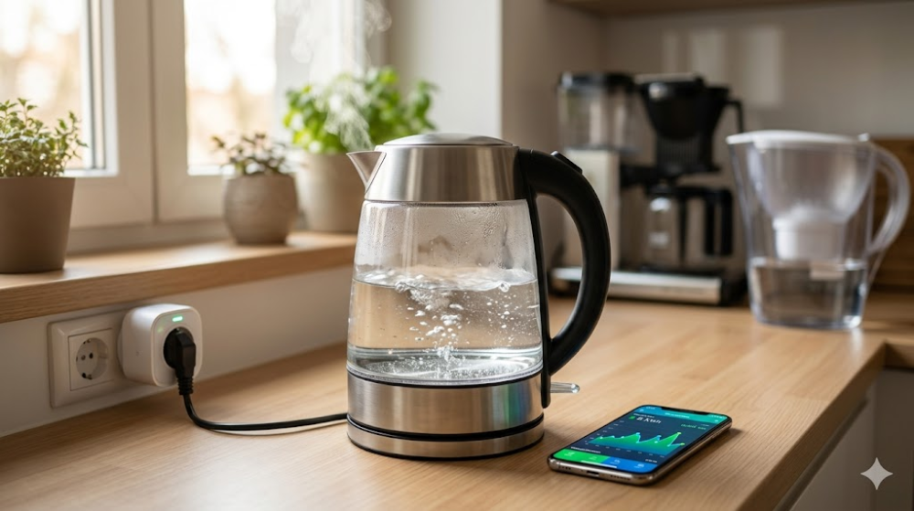Скляний електрочайник кипить: графік енергоспоживання на смартфоні