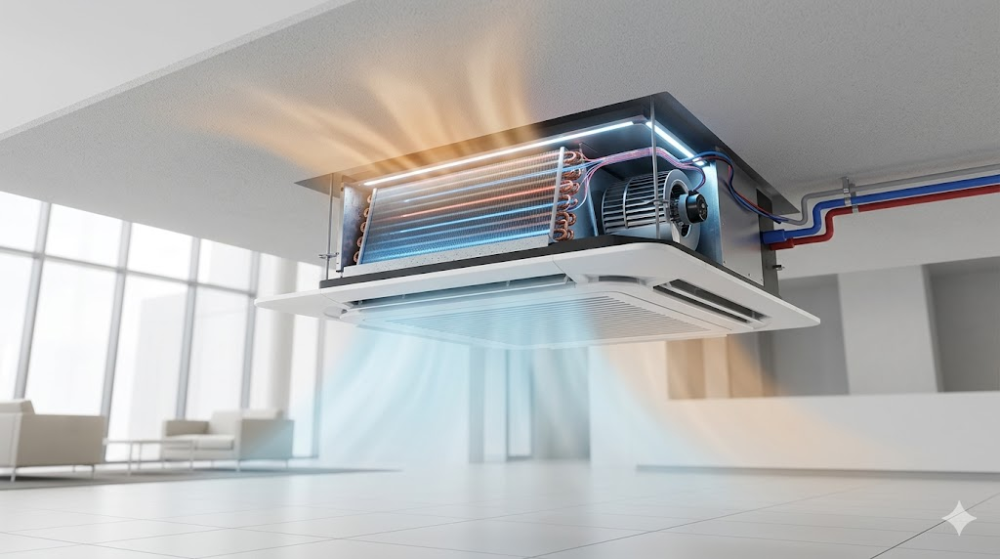 Як працює касетний фанкойл: охолодження та обігрів