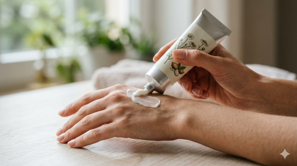 Нанесення зволожуючого крему на жіночі руки