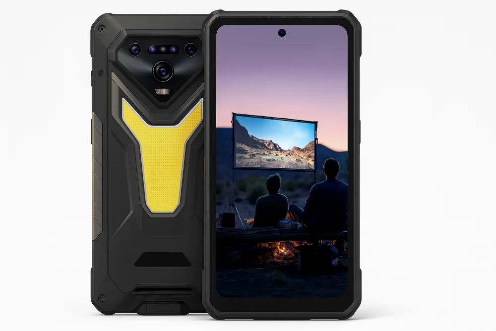 Защищённый смартфон Ulefone с брутальным дизайном Мощный защищённый смартфон Ulefone — вид со стороны экрана и камер