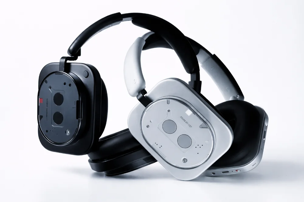 Nothing Headphone (1) черного и серебристого цвета, полноразмерные беспроводные наушники с активным шумоподавлением ANC, поддержкой LDAC и Bluetooth 5.3, складная конструкция для путешествий