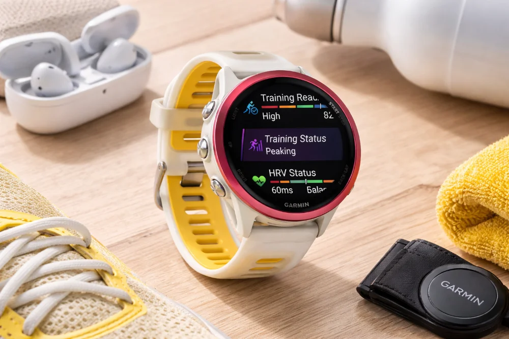 Смарт-часы Garmin Forerunner 570 с ярким AMOLED-экраном, спортивным ремешком и функциями тренировки, GPS Multi-Band и мониторингом HRV